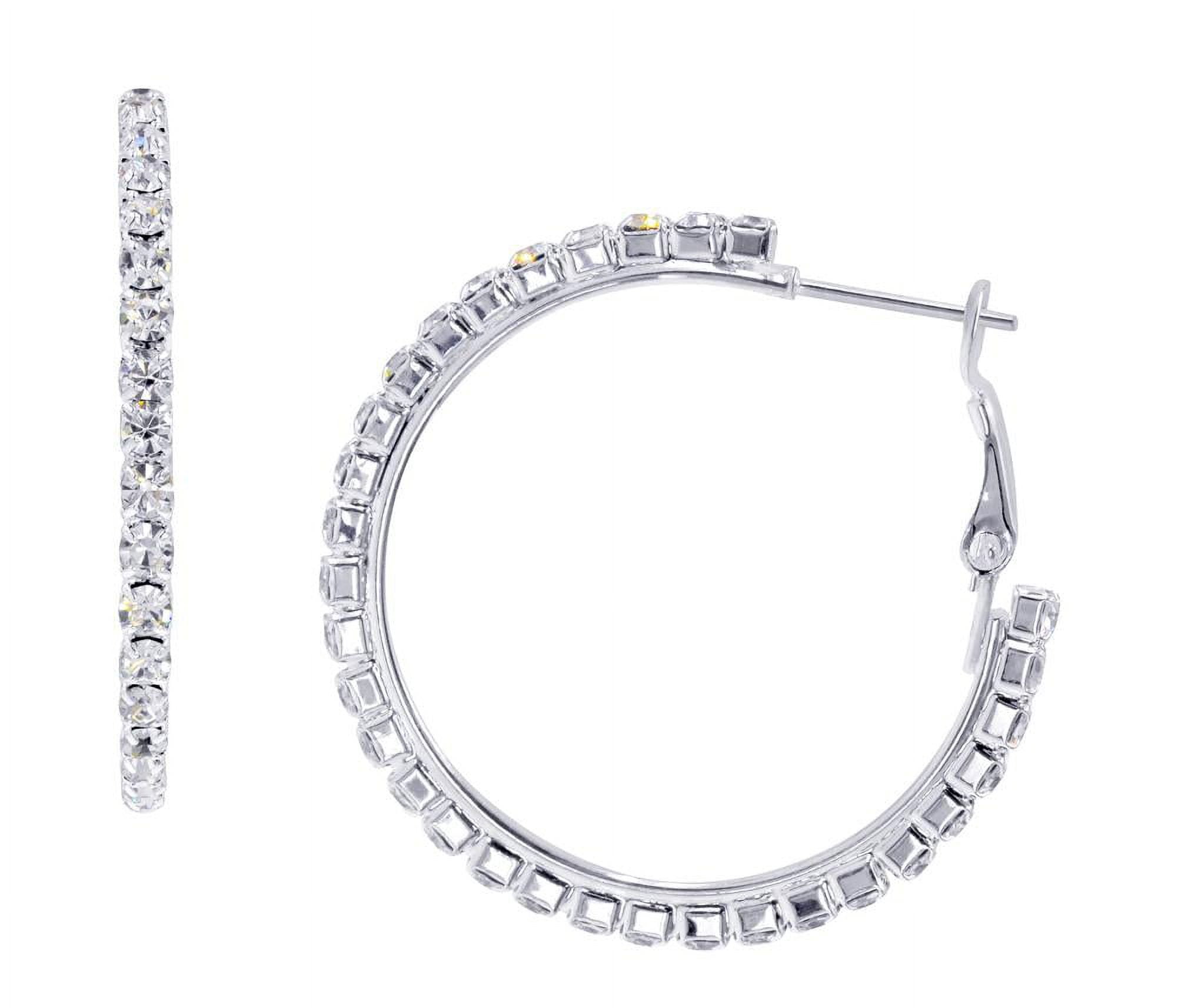 Rhinestone hoop earrings - Silver-coloured - Ladies | H&M IN